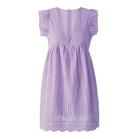 Haljine za žene mini duboki V-izrez kratki rukav ljetni datum od solidne elegantne haljine sa džepovima