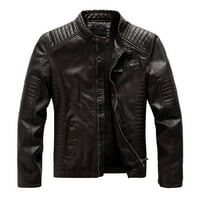 Muške kožne jakne jesen i zimska PU kožna jakna zastoj sa baršuna i debelim motociklističkim kavama xxl