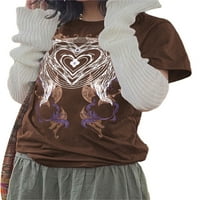 Vintage prevelika majica za žene tinejdžerske djevojke majice modne srčane perje tiskanje kratkih rukava