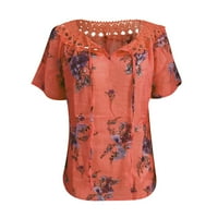 Bazyrey ženska bluza Žene Ljeto Ležerne prilike ispisane majice-rukav V-izrez za bluzu majica narandžasta