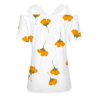 Halter cvjetna bluza casual modne vrhove kratkih rukava za žene narančasto 3xl