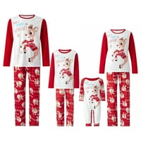 Božićni pidžami Porodični odijela Reindeer tiskane duge hlače za duge rukave za spavanje za odrasle