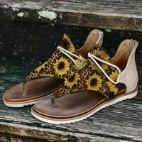 DMQupv Ženske sandale na otvorenom Životni stil suncokret sandale za ispis Leopard Modne ženske sandale