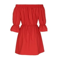 HOMCHY ženske haljine sa ramenim rukavima s pukotinama puna ležerna haljina crvena xl