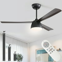 Sofcor Seoska kuća obrnuta strugač zraka od stropnog ventilatora sa svjetlom i udaljenom, crnom bojom