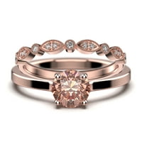Spektakularno i ukrasno 1. Carat Round Cut morgatit zaručnički prsten, vjenčani prsten, mladenka, mladenka