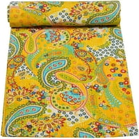 Prekrasna indijska ručna ručna ručka ispisana čista pamučna kantha jorgana, prekrivač, bacanje pokrivača