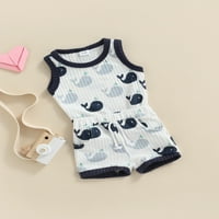 Musuos Baby Boys Outfit, mališani Ljetni kreativni delfinski ispis okruglih ovratnika bez rukava + elastični