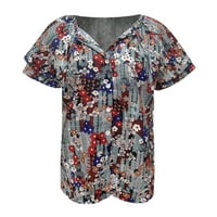 Ženski ljetni vrhovi bluza cvjetni kratki rukav povremeni ženski majica V-izrez Multicolor 3xl