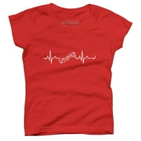 Muzičko osoblje Heartbeat Tee HeartBeat za glazbene bilješke Djevojke Crveno - Dizajn ljudi XS