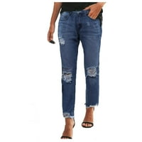 Wyongtao ponude ugodne žene modne čvrste pokute Slim-Fit Skinny Denim Ripped Jeans casual pantalone