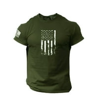 IOPQO muške košulje za majice muške tiskane majice Američka zastava nevolje od vrata kratkih rukava