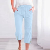 Utoimkio Clearence Capri za žene plus veličine modne žene casual pune boje elastične labave hlače ravne