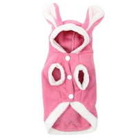 Yebay Rabbit Shape Pas kostim od runa Hoodie kaput za pse odjeća za kućne ljubimce, ružičasta