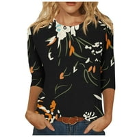 Hanas vrhovi ženskih novih seksi pulover, cvijeće i leopard bluza s tiskanim rukavima, okrugli vrat