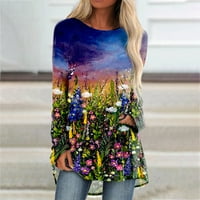 Ženska moda O-izrez Tisak labavih dugih rukava Ležerna majica Bluza Dressy Fall košulja Dukseri pulover