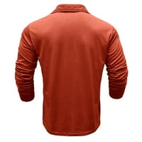 Aherbiu Workout Tops za muškarce Dugme Lapel V izrez dugih rukava udobne osnovne bluze Golf majice Solid boja
