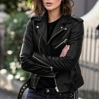 Miayilima Black XXXL jakne za žene plus veličine modne kožne jakne dugih rukava na dugih rukava ugrađeni