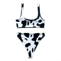 Ženske kupaće kostime visoko kontrastni kravju tiskani Tube Top Split bikini set kupaći kostim