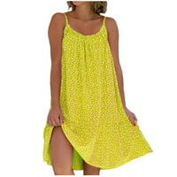 Haljine za žene Ljetna casual haljina Solid Halter bez rukava FIT & FLARE haljina sa koljena, labave haljine žute 3xl