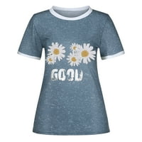 Twifer vrhovi za žene Žene Ljeto Top Pismo Daisy Ispis Bluza s majicom s kratkim rukavima