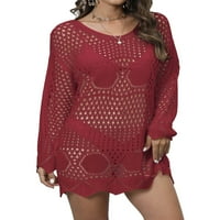 Cogild Womens Coumsuit Cover up udubljeni Crochet kratki rukav Summer Haljina za plažu Bikini Pogorce