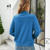 Kali_store džemper za žene žensko casual gumb V izrez dugi rukav duks pulover pune boje labavi fit pletene