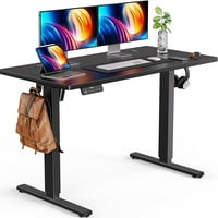 Električni stoji stol sa odvojivim i jednim kotačima, podesivi visinski set stoj za stol računala za kućni ured, crni