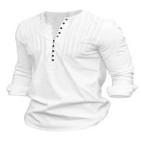 Muška tunička majica NOLLA V Vruća vrata dolje majice MENS Redovna fit bluza s dugim rukavima bijeli