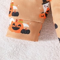 LIERAM bebe toddler dugih rukava Halloween Rompers mjeseci Pumpkin Print okrugli vrat Bodičari i šešir
