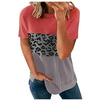 Košulje za žene TOPS DRESSY casual grafički casual crewneck kratki rukav Tunik Leopard Ispiši ljeto okrugla vrat T majica bluza modna plaža klasična Y2K mekani osnovni ljetni vrhovi za žene ružičaste m