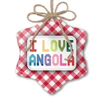 Božićni ukras I Love Angola, šareni crveni plaid neonblond