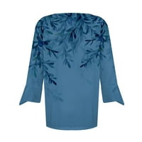 Cleance! Tofotl ženski ljetni rukav tisak Ispis Jesen Casual V-izrez udobne meke bluze plavi xxxl