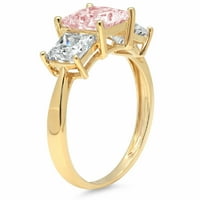 2.62ct Princess Cut Pink Simulirani dijamant 14k Žuto zlato Graviranje izjava Godišnjica Angažovanja