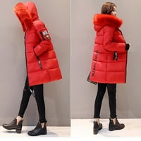 Ženski kaput zimska debela jakna ovratnik patentni džep tople pamučni kaput od kapuljača