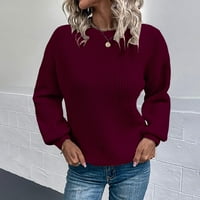 Holloyiver ženske pletene usjeve modne žene Solid Boja dugih rukava polica okrugli vrat casual džemper