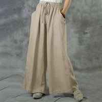 Lilgiuy ženska modna ljetna čvrsta povremena džep elastična struka duge hlače lagane svestrane izlaske hlača
