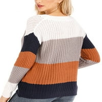 Dame Jumper vrhovi prugasti pleteni džemperi dugih rukava dugih rukava labav pulover Chic Brown XL