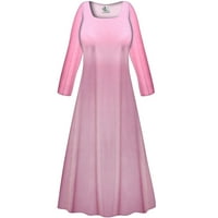 Plus veličine Extra visok ženski Strechy kvadratni dekolte sa haljinom s dugim rukavima meka ružičasta
