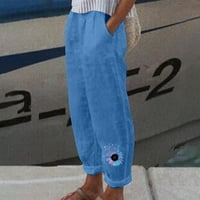 Bigersell baggy hlače za žene pune dužine modne žene ljetne casual labavo pamučne i posteljine džepom