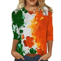 Žene plus veličine Ženska moda Moda St. Patrickov dan tiskani majica rukava s rukavima okrugli vrat