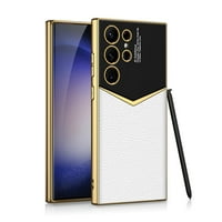 za Samsung Galaxy S Ultra Slim Fit futrola, elektroplata PU koža + meka TPU magnetska bežična punjenje
