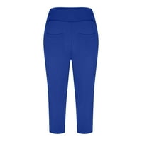 Yoga hlače visokog struka za žene s džepovima Capri gamaše za žene vježbanje za žene Yoga Capris Blue