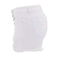 Finelylove ripped jean kratke hlače Ženske kratke hlače za žene srednje struk uspon hodaju čvrsto bijele