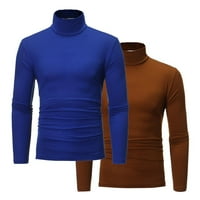 Zimski topli muškarci mogli su izrez Osnovna obična majica bluza pulover dugih rukava Top Sapphire L
