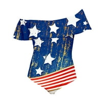 Nečujna metalna bikinija modna dama u SAD-u bikini USA Dan nezavisnosti jula Sijamsko ispisano kupanje,