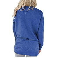 Tdoqot Womens Crewneck Loose FIT Casual Fall majice vrhovi dugih rukava majice plave boje