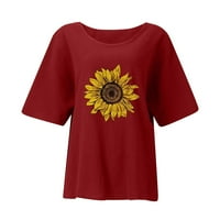 Žene Ljetne bluze Ženski okrugli dekolte Kratki rukav Pulover Tunic Tops modne ležerne tiskanje T-majice