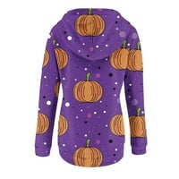 Duks Halloween za žene bundeve grafički džep dugih rukava Bluza Ležerne prilike Dukseri Duge Dugme