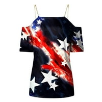 Ženske vrhove Dressy Popust Trendi Ljeto kratkih rukava USA Zastava za ispis majica Dan neovisnosti